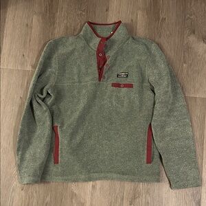 L.L. Bean Green and Burgundy Fleece Pullover Men’s Medium